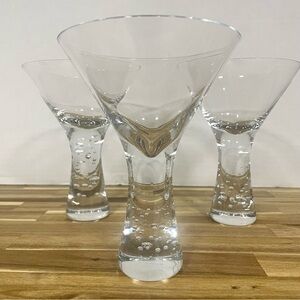 Vintage Swanky Thick Stemmed Martini Glasses Mid Century Bar, MCM Barware 3